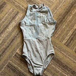 Elegant Light Blue Lace Bodysuit